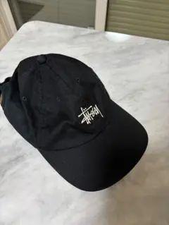 Stussy ブラックキャップ ロゴ刺繍