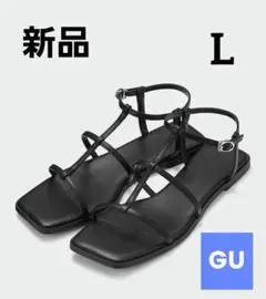 GU ナローストラップフラットサンダル ブラック Lのサムネイル