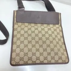 美品 グッチ GG クロスボディ サコッシュ ダークブラウン　レザー