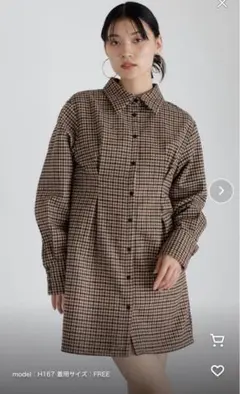 brushed check waist tuck one piece