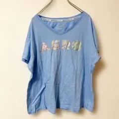 US古着エアロポステールVネックTシャツ【XL】水色AERO SPORT