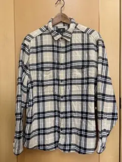 H&M チェック柄長袖シャツ ベージュ・黒・白