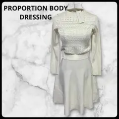 【新品タグ付】プロポーションボディドレッシング 透かし編みドッキングワンピース