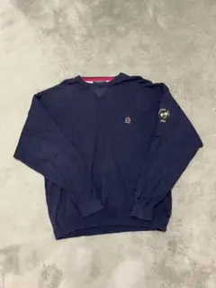 TOMMY HILFIGER GOLF 古着ネイビー Vネック セーター XL