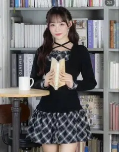 チェックドッキングニットop