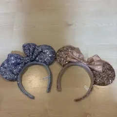 【超美品】ディズニーカチューシャ ブルー、ピンクセット売り