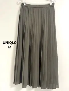 UNIQLO シフォンプリーツロングスカート M カーキ オリーブ