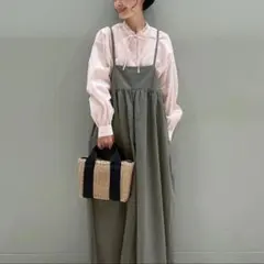 Wフロント楊柳フリルブラウス