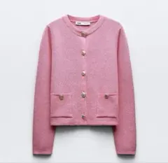 美品 ZARA ピンク カーディガン ボタン付き S