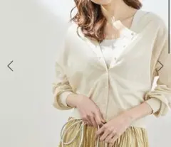 ROPÉ PICNIC ロペピクニック　綿混シアーシャイニーカーディガンのサムネイル