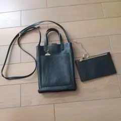 ブラックレザーショルダーバッグ付属品レザー カードケース