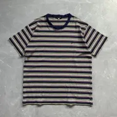 90s Yves Saint Laurent ボーダー tシャツ 刺繍ロゴ 短丈