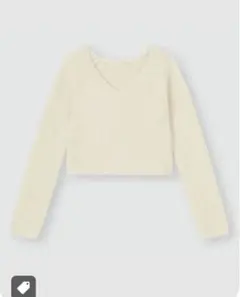 パフィータッチVネッククロップドセーターMアイボリー ニット