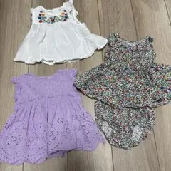 4点セット　80サイズ　花柄　ノースリーブ　女の子　プティマイン　西松屋