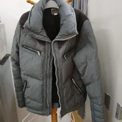 DIESEL フード付きダウンジャケット M グレー