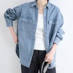 B.C STOCK☆SIMPLICITEウォッシャブル☆デニムワーカーシャツ