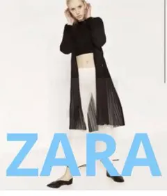 ZARA プリーツロングガウン　黒　モード