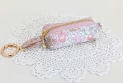 ハンドメイド　携帯ゴミ袋ポーチ　ミシェルバード　バターミモザ　ラミネート