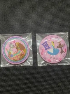 ディズニー刺繍缶バッチ　アリス、わんわん物語