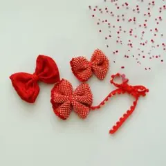 七五三　ヘッドドレス　髪飾りセット　赤ふんわりクシュリボン