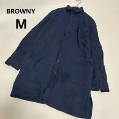 BROWNY ソフトデニム ダークブルー 長袖シャツ ボタン付き M チュニックのサムネイル