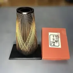 石川村白山窯 白山焼 千野田知己 象嵌菱文六角壺 烙印/共箱付き 高さ約