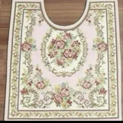 新品　シェニール　ローズ柄　裏滑り止め付　丸洗い可　トイレマット　ピンク