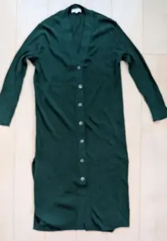 PLST リブ編みカーディガン Lサイズ ダークグリーン