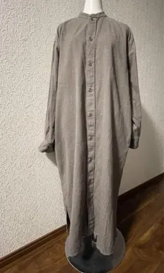 無印　ロングワンピース　S〜M チャコールグレー　フランネル
