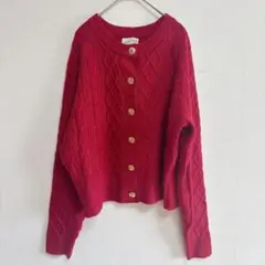 Universal Thread ケーブル編み カーディガン レッド Lサイズ
