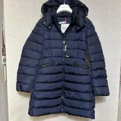 美品モンクレールジュニアダウンコートシャパールサイズ10A ネイビークリーニング