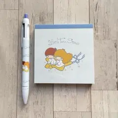 リトルツインスターズ　シャープ＆2ボールペン　スクエアメモ レトロ柄　【新品】