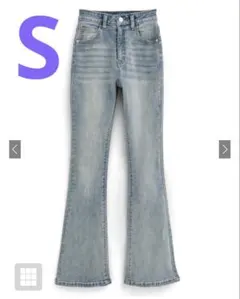 S 試着のみ セミフレアデニムパンツ ライトブルー グレイル GRL