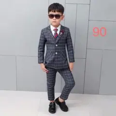 グレーチェック柄スーツセット 6点【新品未使用】