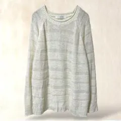 アメリカンホリック　透かし編みニット　M　ホワイト　長袖　ゆったり　カジュアル