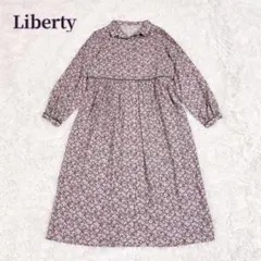 美品 リバティ　Liberty レイラ 花柄　開襟　ワンピース　長袖のサムネイル