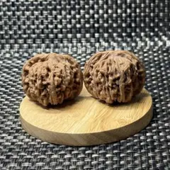 訳あり特価　盤玩胡桃四座楼獅子頭 天然原皮原色35g ペアszt022おまけ付き