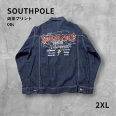 SOUTHPOLE両面プリントデニムジャケット真紺胸ロゴバックロゴワイド2XL相