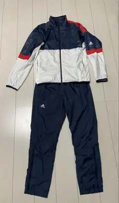 adidas アディダス ウィンドブレーカー 上下セットアップ ネイビー レッド