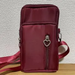 スマホショルダー　マルチショルダーバッグ　ワインレッド　赤