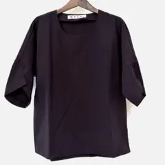 MARNI マルニ　袖口デザイン　半袖　ブラウス　焦茶色のサムネイル
