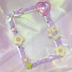 ホイップデコ 紫 猫 リボン ハート 硬質ケース