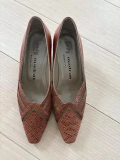 madras ブラウン ポインテッドトゥ パンプス