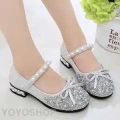 シルバー ビジュー パール フォーマルシューズ