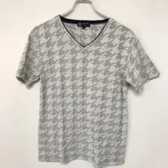 Y2K MICHEL KLEIN HOMME 千鳥格子 Vネック Tシャツ 46のサムネイル