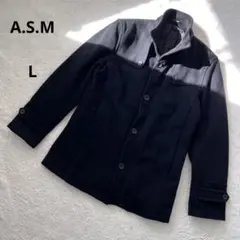 A.S.M コートジャケット ブラック　フォーマル　L相当　 ハイカラーアウターのサムネイル