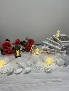 ウェディング　ウェルカムスペース　結婚式　ホワイトローズデザインLEDライト