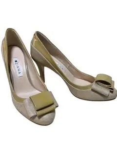 【美品】DIANA ダイアナ リボンパンプス ベージュ 22cm 結婚式 入学式