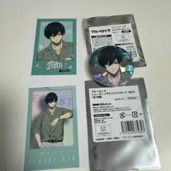 ブルーロック ラウンドワンコラボ ミニフォトカード 缶バッジ 糸師凛 3点セット