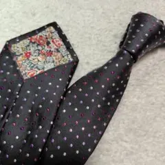 ポールスミス ネクタイ ドット 花柄裏地 グレー ジャガード 日本製のサムネイル